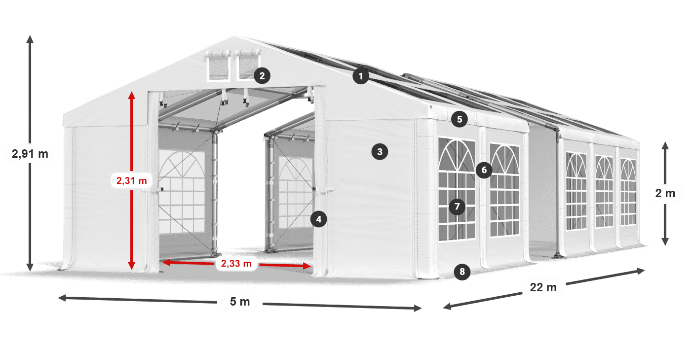 Krov: MS T 580 PVC Zidovi: FR 620 PVC Legenda od 2 m