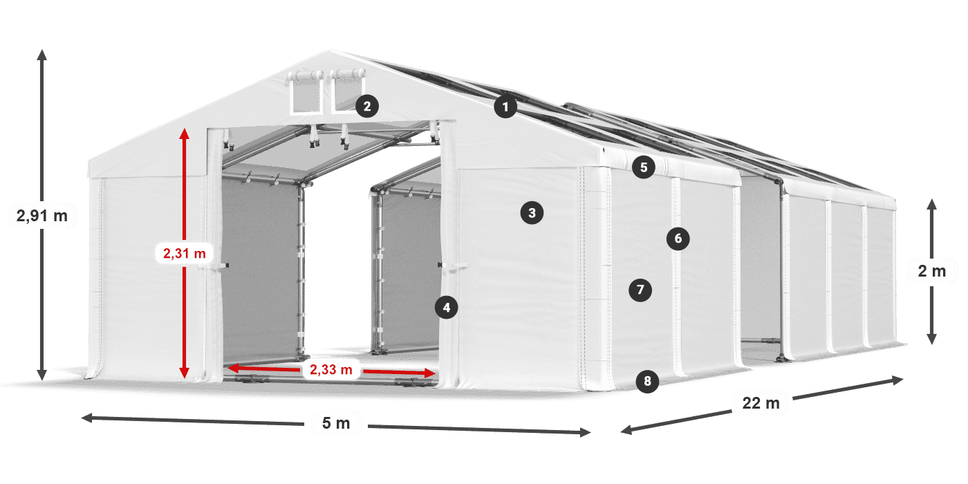 Krov: MS T 580 PVC Zidovi: SD 500 PVC Legenda od 2 m