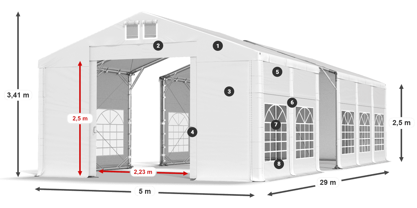 Krov: FR 620 PVC Zidovi: SD 500 PVC Legenda od 2,5 m