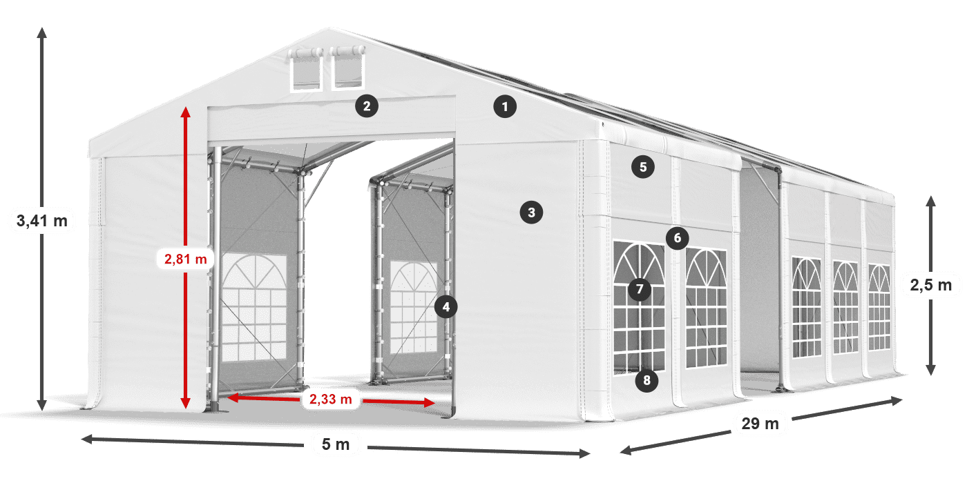 Krov: MS 580 PVC Zidovi: SD 500 PVC Legenda od 2,5 m