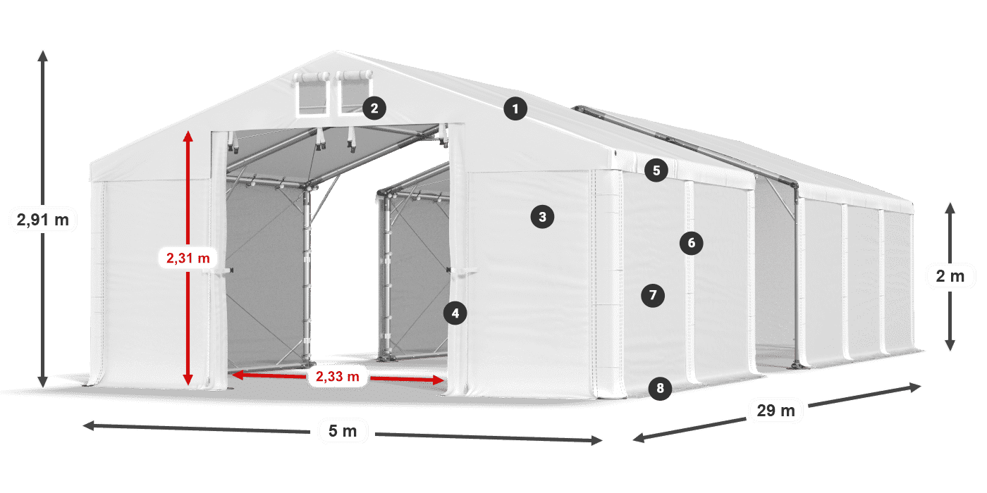 Krov: FR 620 PVC Zidovi: SD 500 PVC Legenda od 2 m