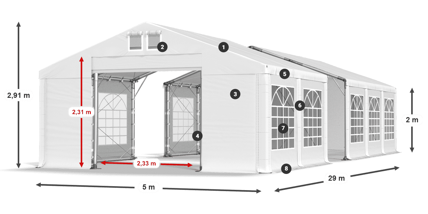 Krov: MS 580 PVC Zidovi: FR 620 PVC Legenda od 2 m