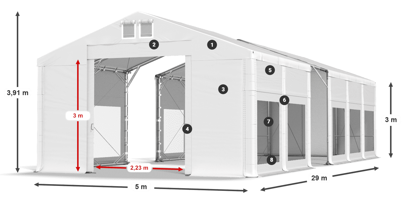 Krov: MS 580 PVC Zidovi: MS 580 PVC Legenda od 3 m
