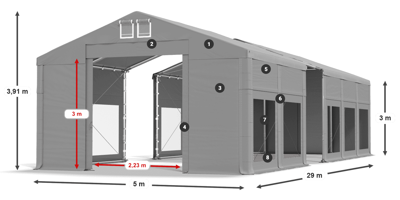 Krov: MS 580 PVC Zidovi: MS 580 PVC Legenda od 3 m