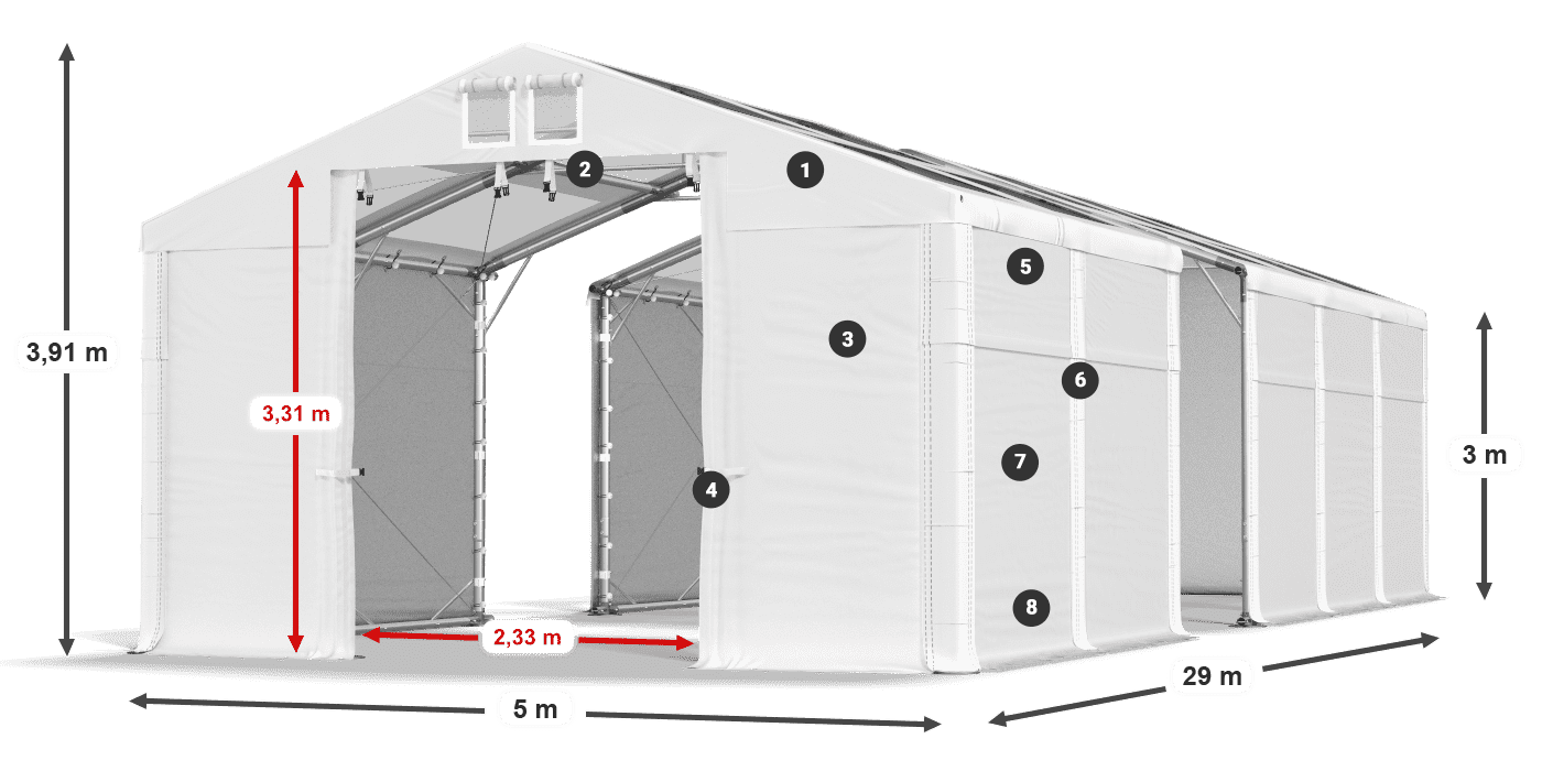 Krov: MS T 580 PVC Zidovi: SD 500 PVC Legenda od 3 m