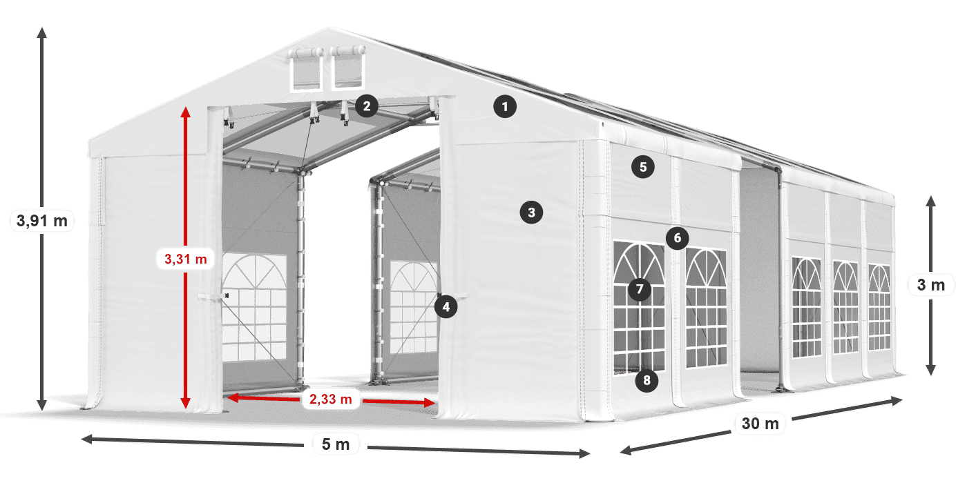 Krov: MS T 580 PVC Zidovi: SD I 500 PVC Legenda od 3 m