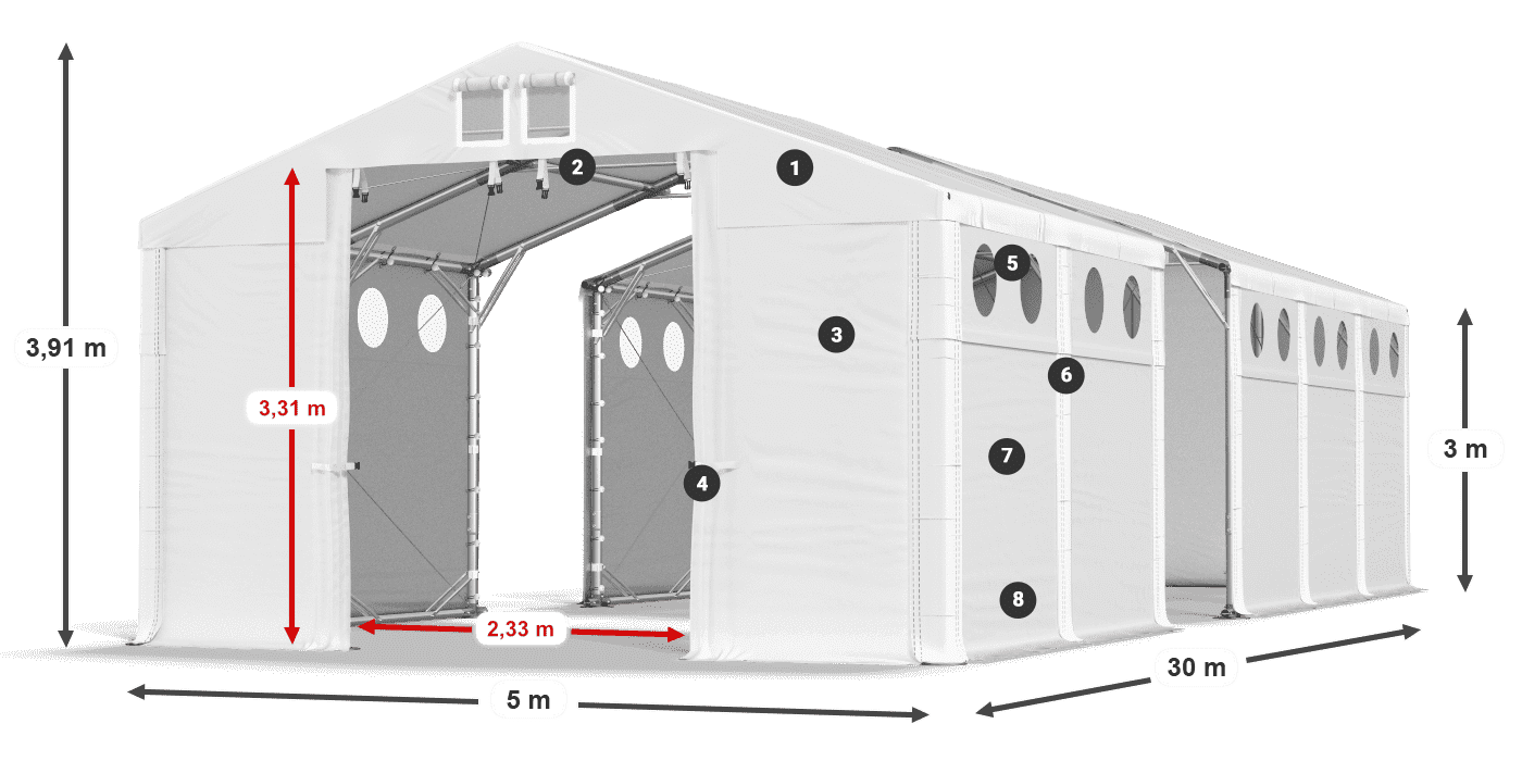 Krov: SD 560 PVC Zidovi: FR O 620 PVC Legenda 3m