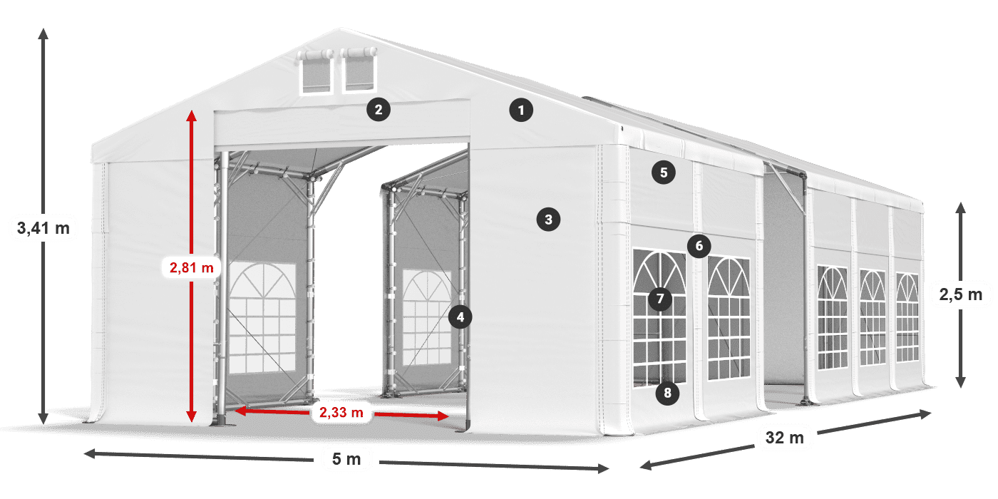 Krov: SD 560 PVC Zidovi: FR 620 PVC legenda 2,5 m