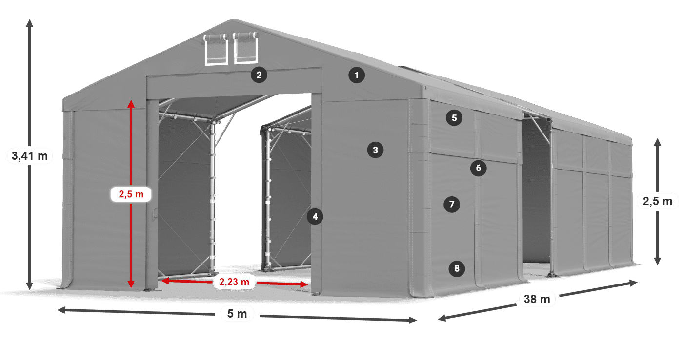 Krov: FR 620 PVC Zidovi: MS 580 PVC 2,5 m legenda