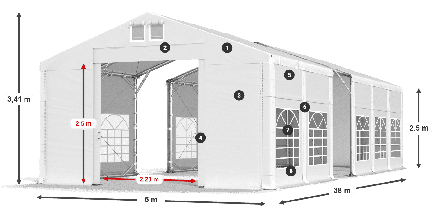 Krov: FR 620 PVC Zidovi: SD 500 PVC Legenda od 2,5 m