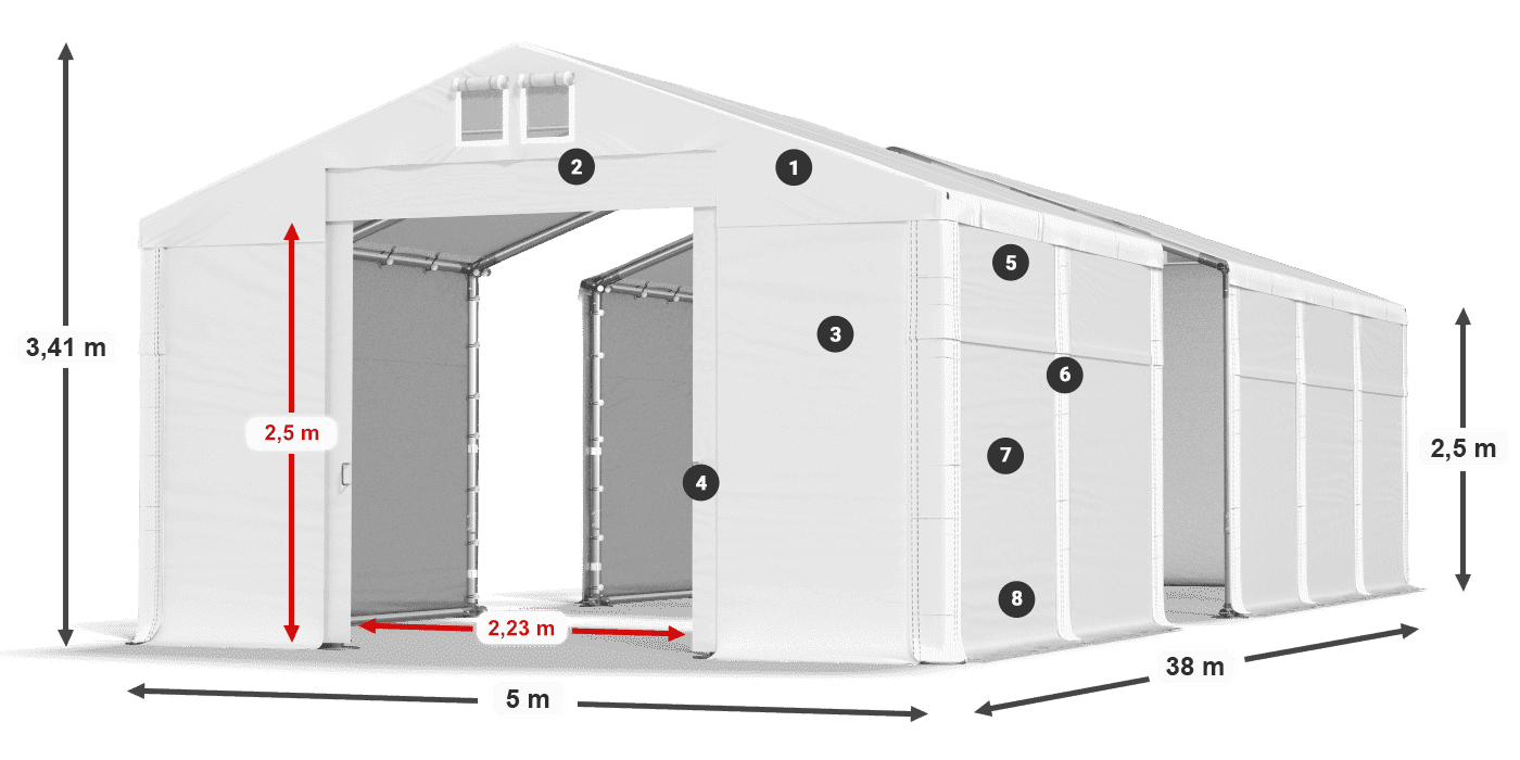 Krov: FR 620 PVC Zidovi: SD 500 PVC Legenda od 2,5 m