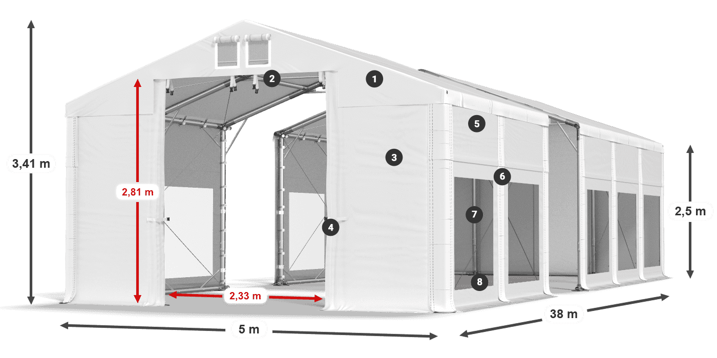 Krov: MS 580 PVC Zidovi: MS 580 PVC 2,5 m legenda