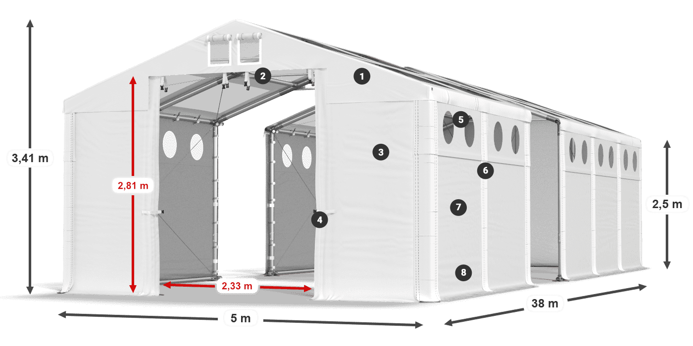 Krov: MS T 580 PVC Zidovi: MS O 580 PVC 2,5 m legenda