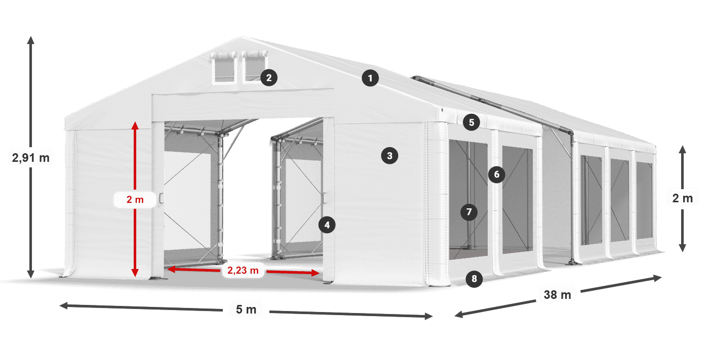 Krov: FR 620 PVC Zidovi: MS 580 PVC Legenda od 2 m