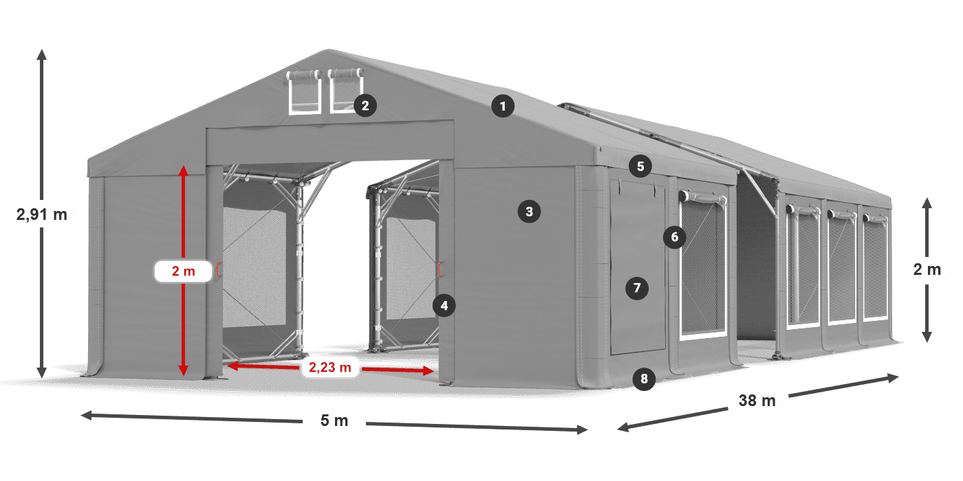 Krov: FR 620 PVC Zidovi: SD 500 PVC Legenda od 2 m