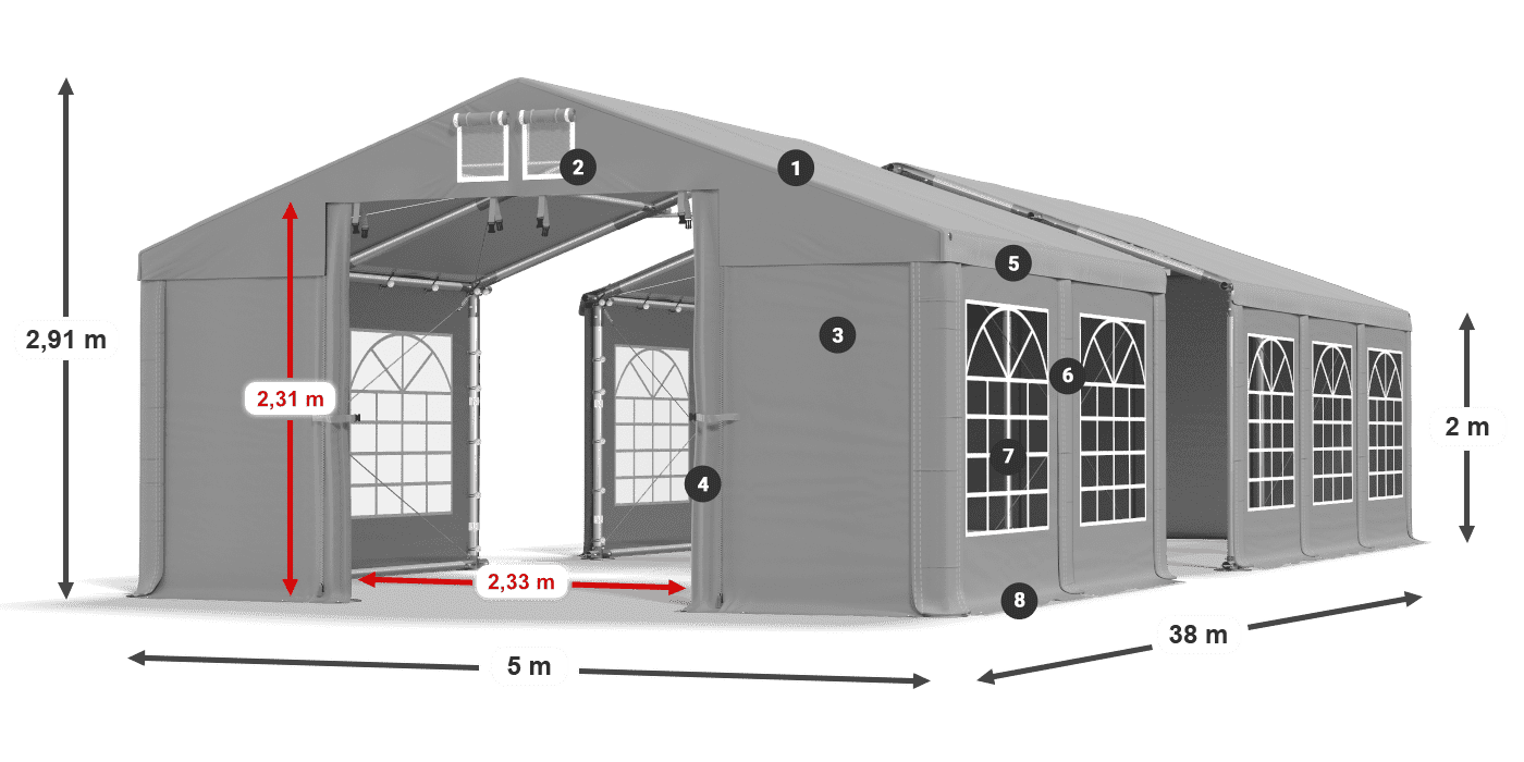 Krov: FR 620 PVC Zidovi: SD 500 PVC Legenda od 2 m