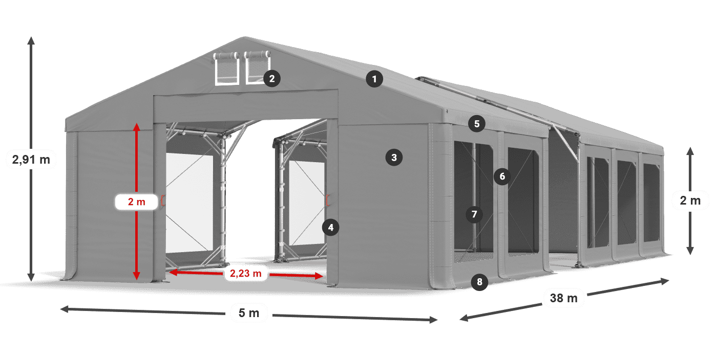 Krov: MS 580 PVC Zidovi: MS 580 PVC Legenda od 2 m