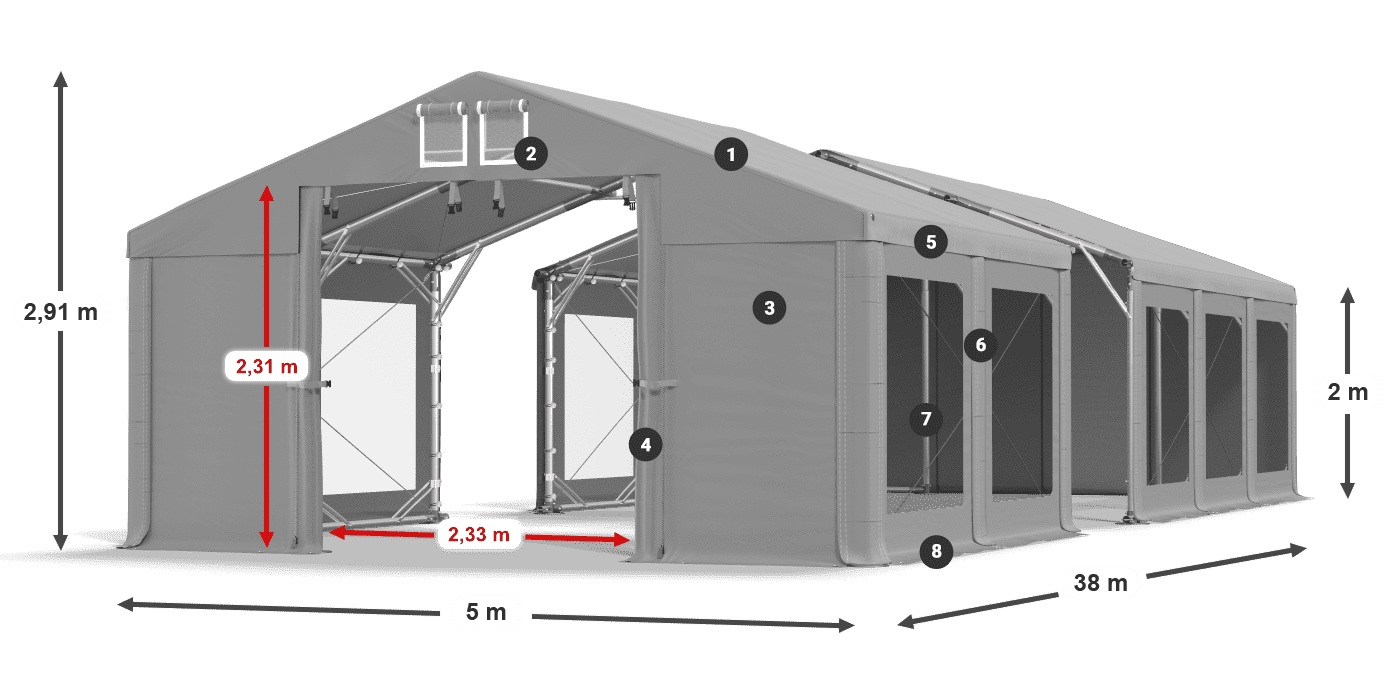 Krov: MS 580 PVC Zidovi: MS 580 PVC Legenda od 2 m