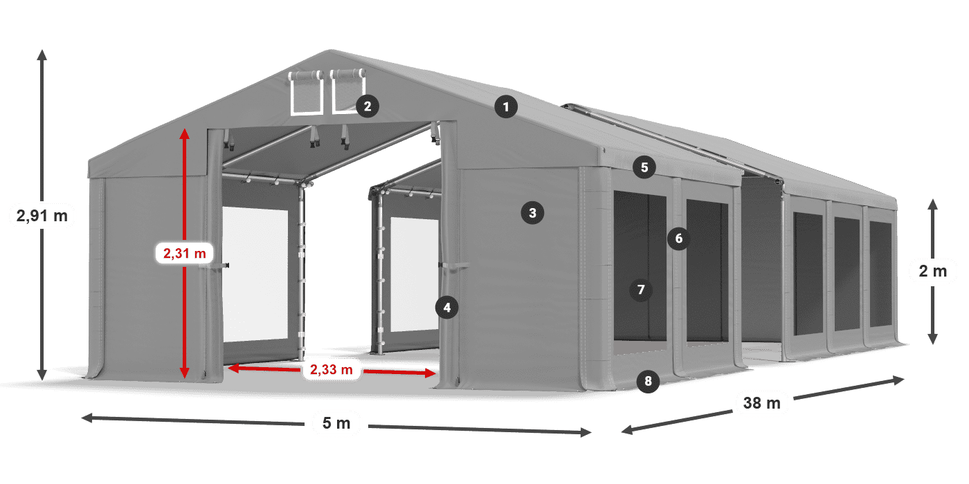 Krov: MS 580 PVC Zidovi: MS 580 PVC Legenda od 2 m