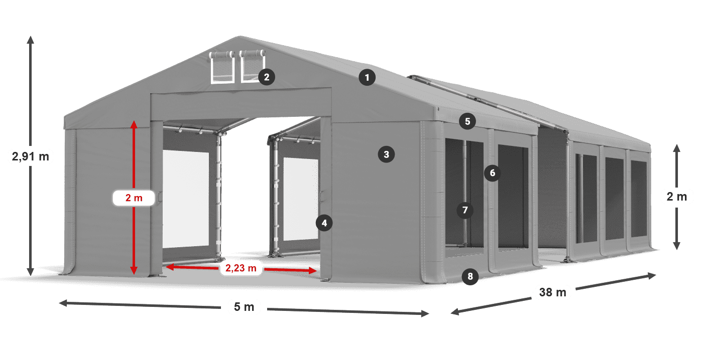 Krov: MS 580 PVC Zidovi: MS 580 PVC Legenda od 2 m