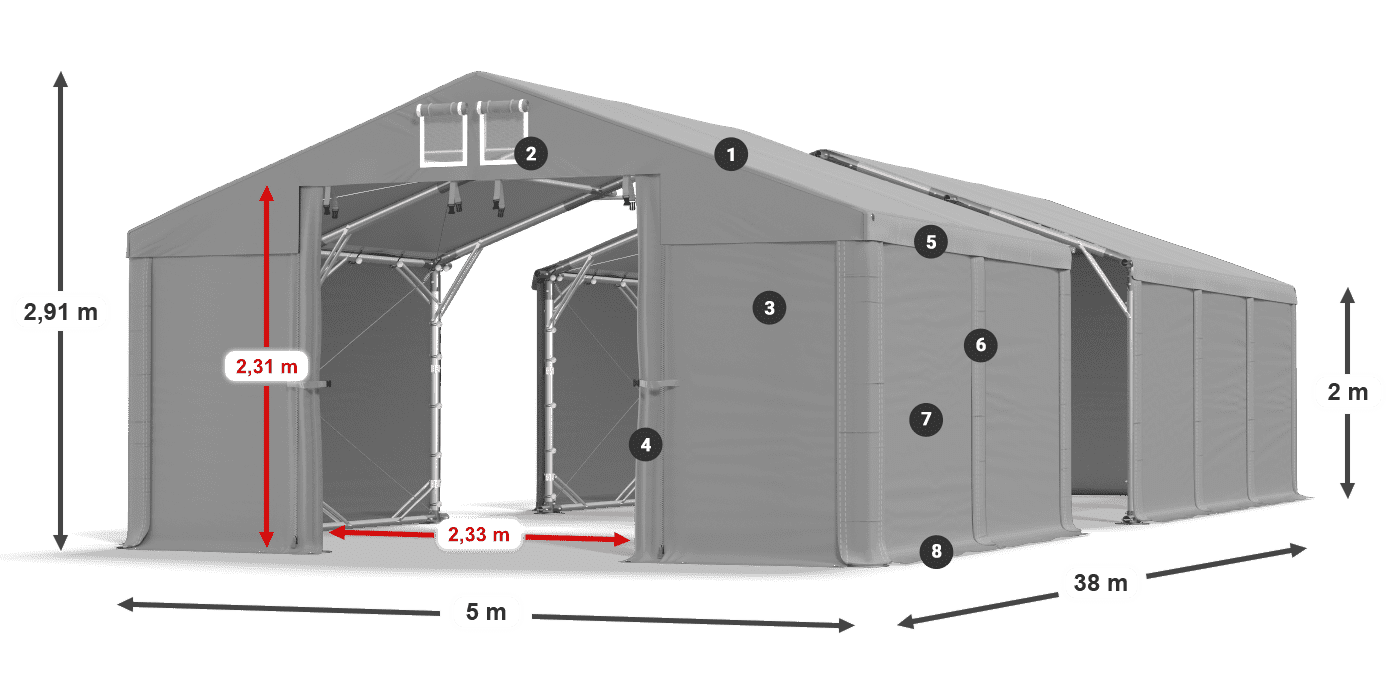 Krov: MS 580 PVC Zidovi: SD 500 PVC Legenda od 2 m