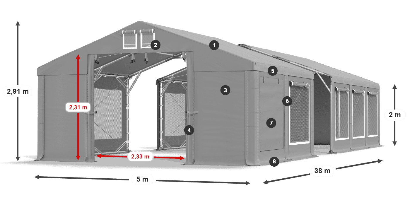 Krov: MS 580 PVC Zidovi: SD M 500 PVC Legenda od 2 m
