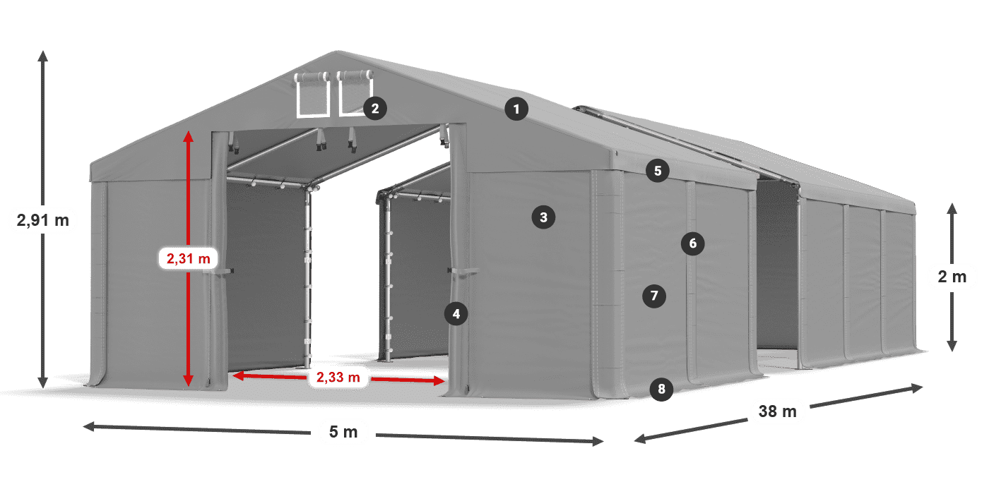 Krov: MS 580 PVC Zidovi: SD 500 PVC Legenda od 2 m