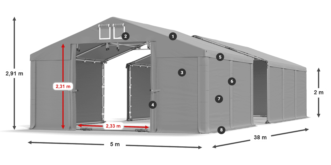 Krov: MS 580 PVC Zidovi: SD 500 PVC Legenda od 2 m
