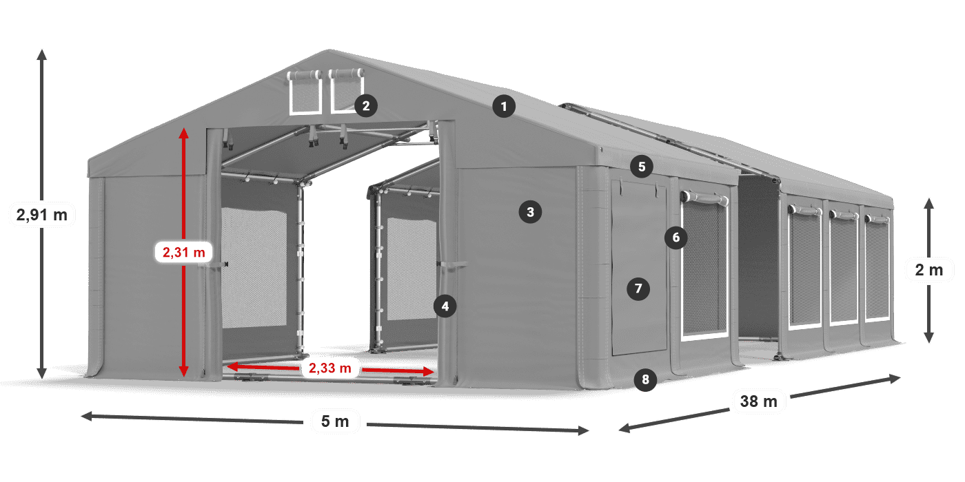 Krov: MS 580 PVC Zidovi: SD M 500 PVC Legenda od 2 m