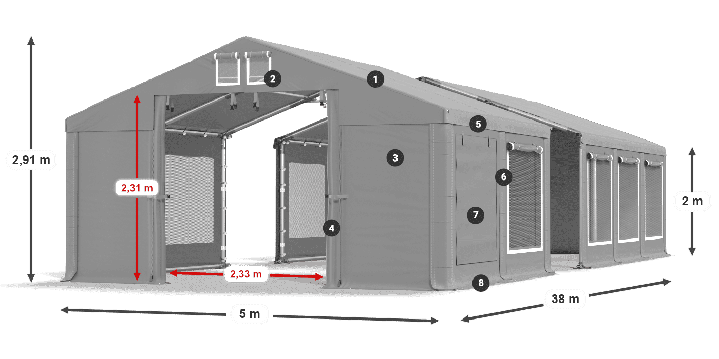 Krov: MS 580 PVC Zidovi: SD M 500 PVC Legenda od 2 m