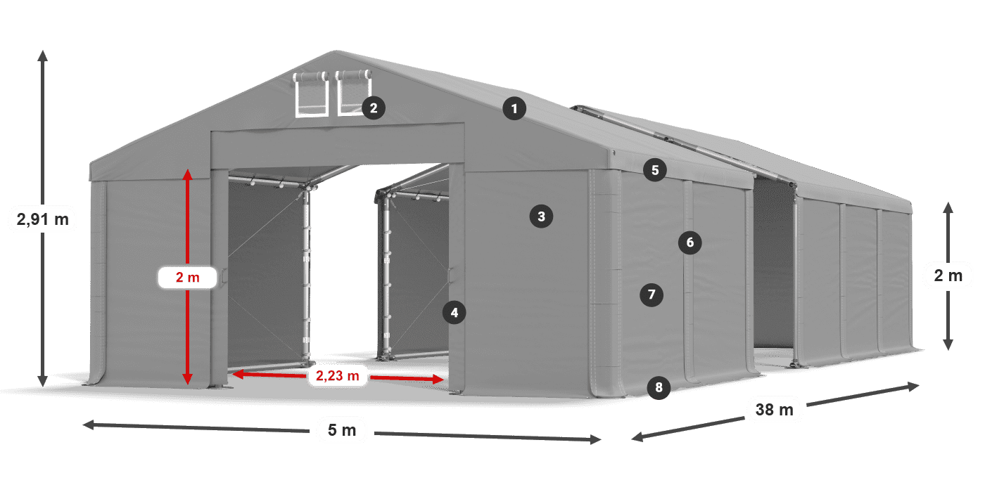 Krov: MS 580 PVC Zidovi: SD 500 PVC Legenda od 2 m