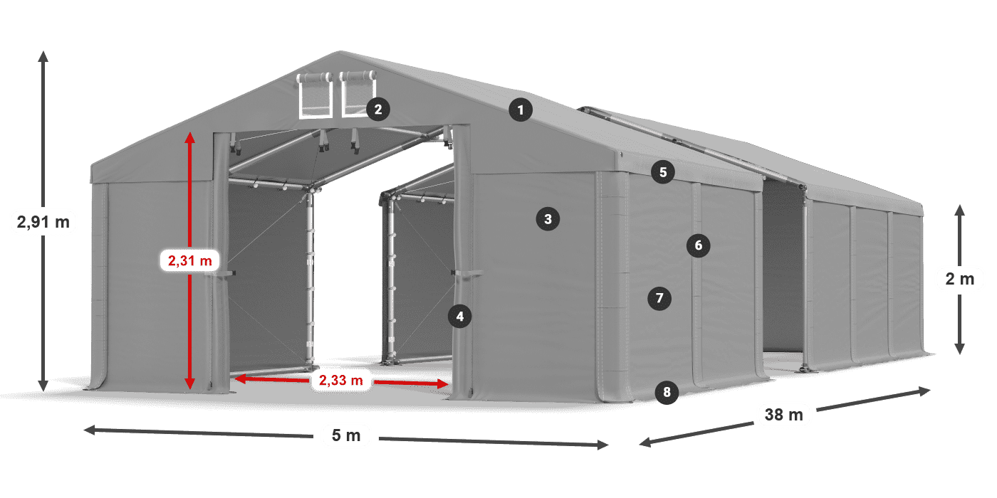 Krov: MS 580 PVC Zidovi: SD 500 PVC Legenda od 2 m