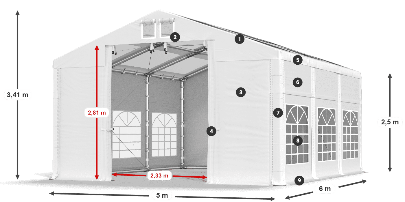 Krov: MS 580 PVC Zidovi: SD 500 PVC Legenda od 2,5 m
