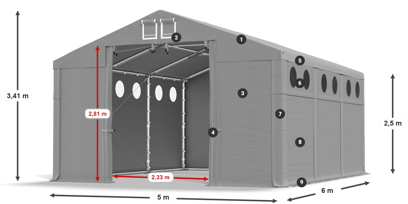 Krov: SD 560 PVC Zidovi: MS O 580 PVC legenda 2,5 m