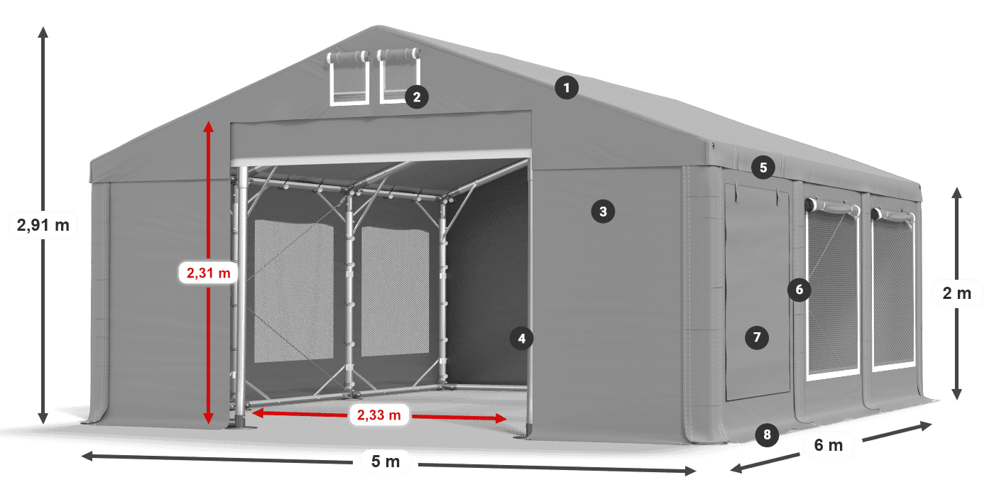 Krov: FR 620 PVC Zidovi: SD 500 PVC Legenda od 2 m