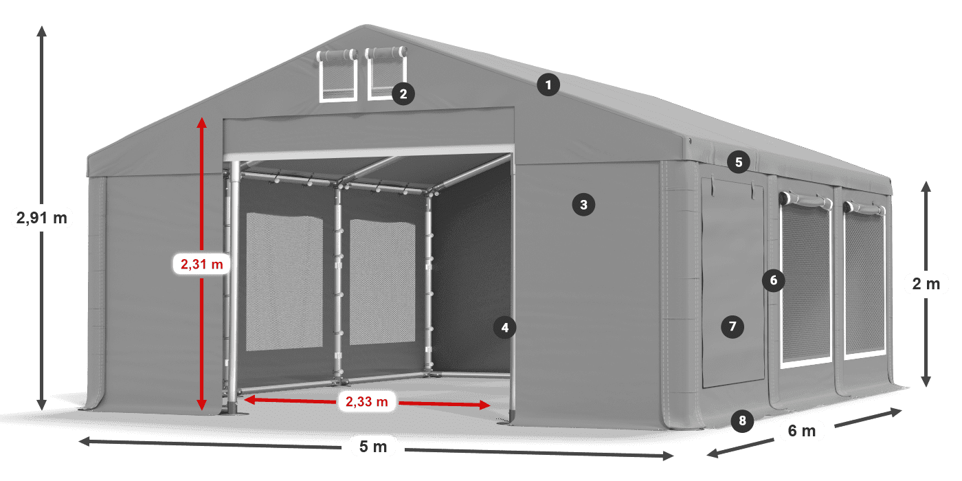 Krov: FR 620 PVC Zidovi: SD 500 PVC Legenda od 2 m