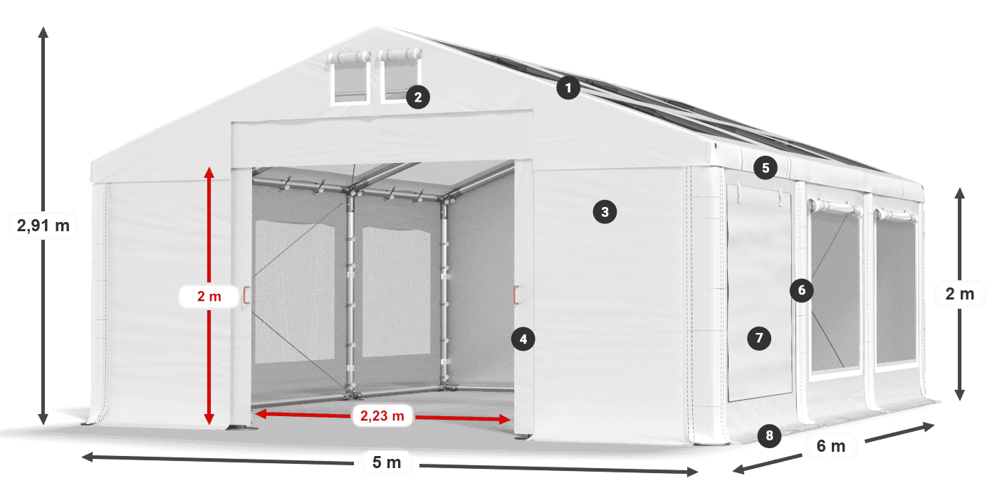 Krov: MS T 580 PVC Zidovi: SDM 500 PVC 2m legenda