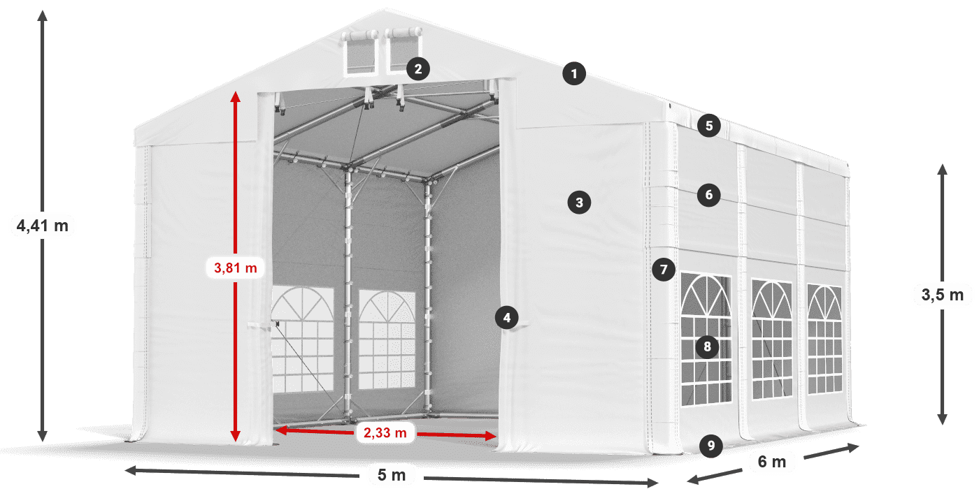Krov: MS 580 PVC Zidovi: FR 620 PVC 3,5 m legenda