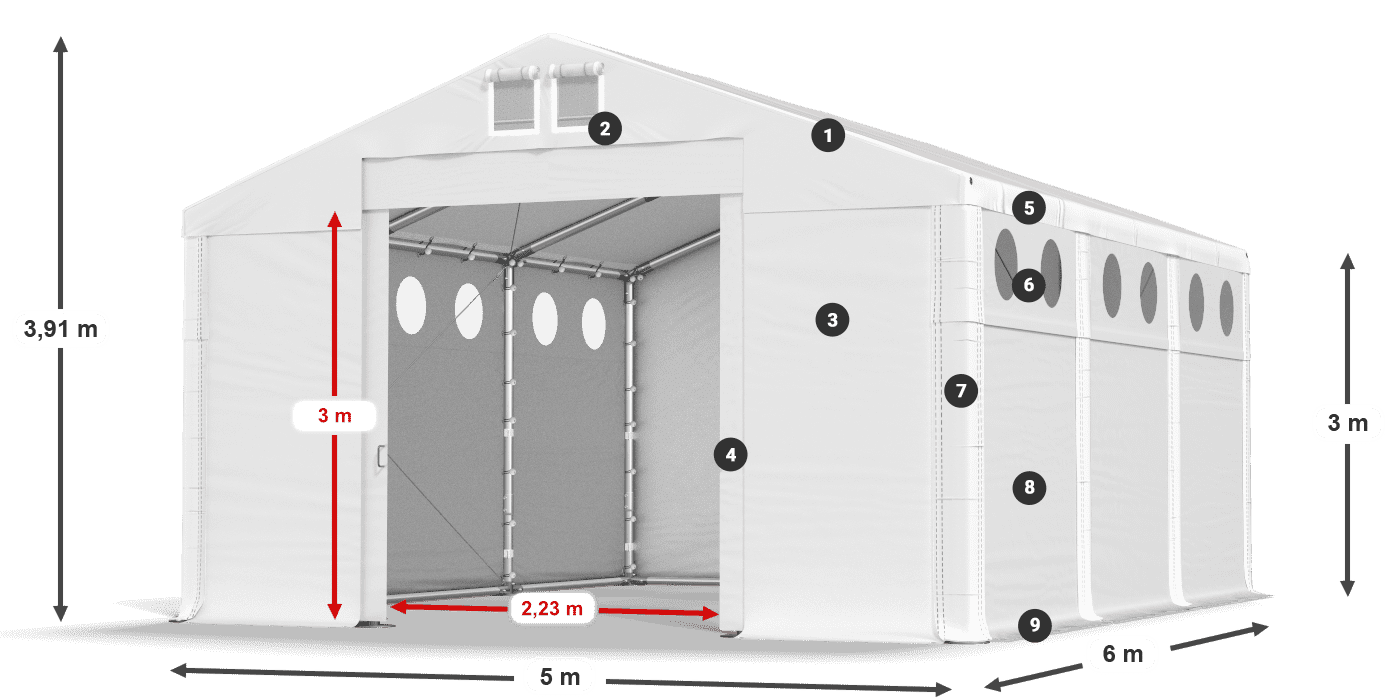 Krov: FR 620 PVC Zidovi: SD O 500 PVC Legenda od 3 m