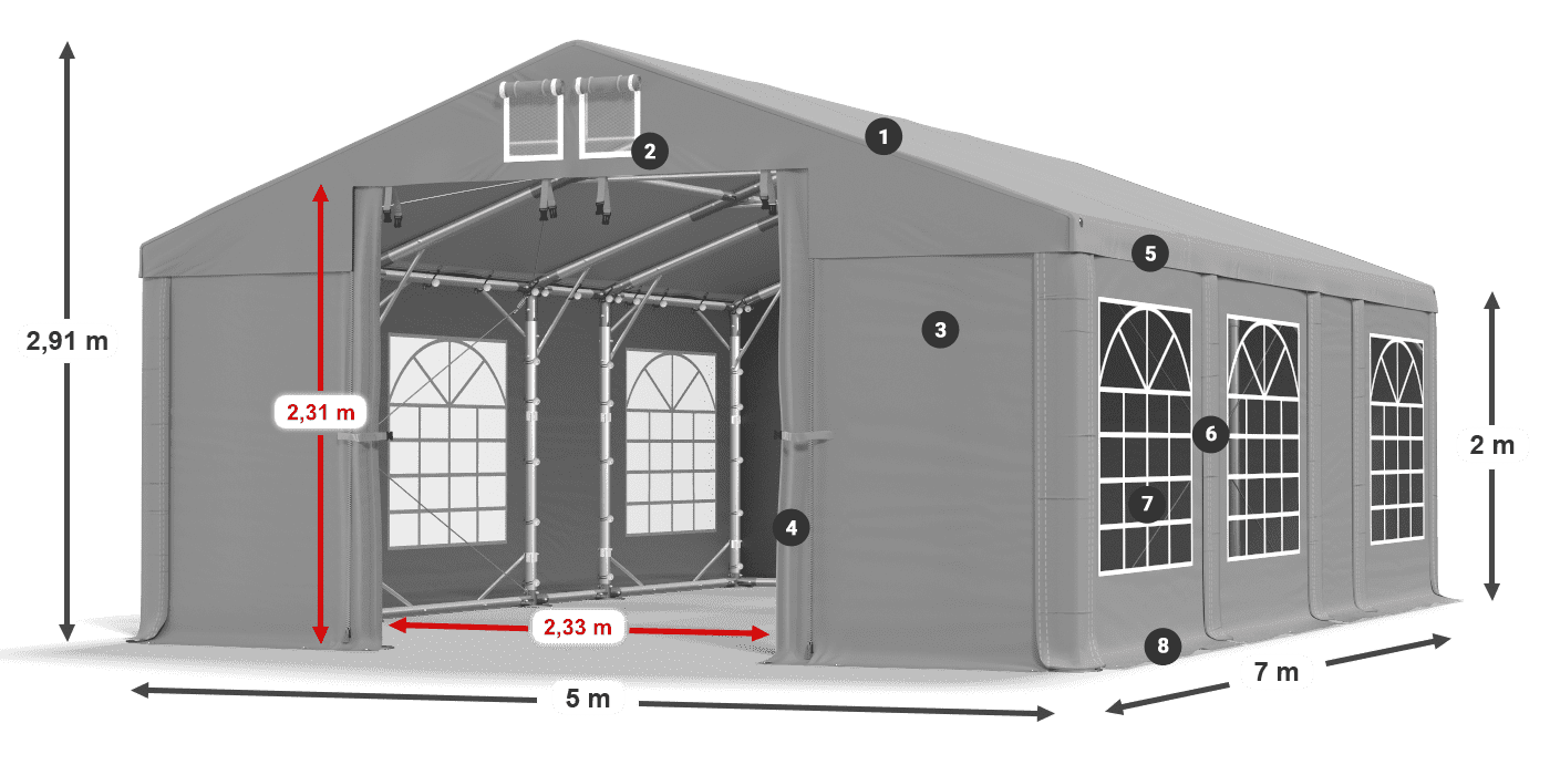 Krov: FR 620 PVC Zidovi: SD 500 PVC Legenda od 2 m