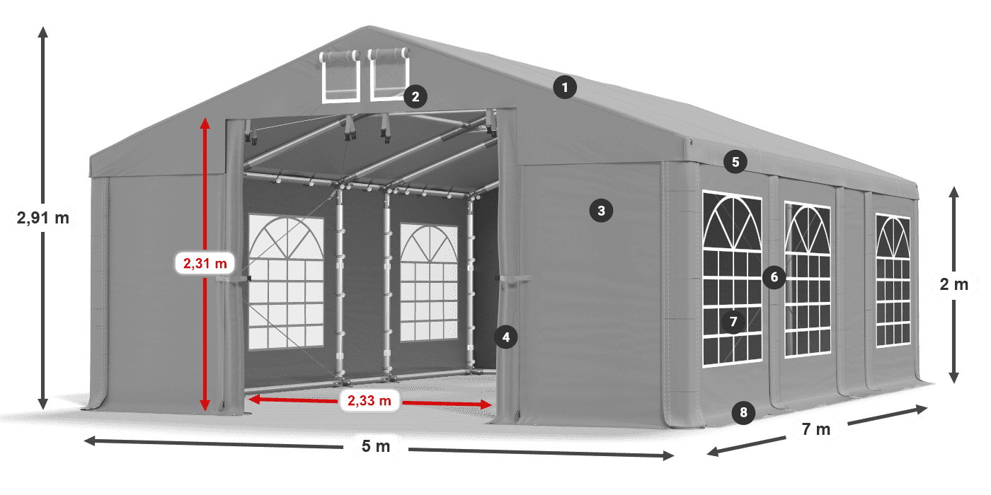 Krov: FR 620 PVC Zidovi: SD 500 PVC Legenda od 2 m