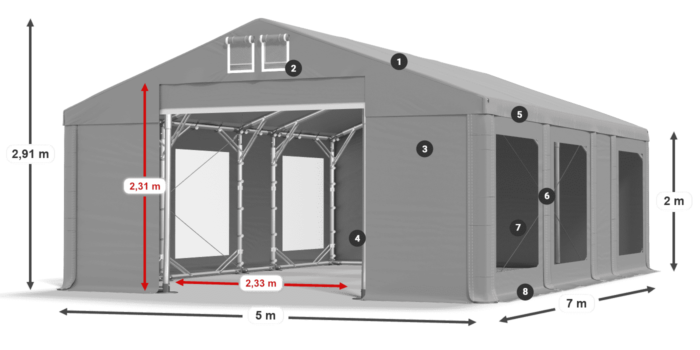 Krov: MS 580 PVC Zidovi: MS 580 PVC Legenda od 2 m