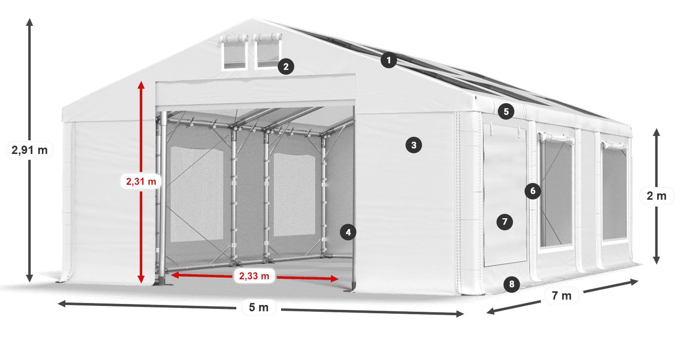 Krov: MS T 580 PVC Zidovi: SDM 500 PVC 2m legenda