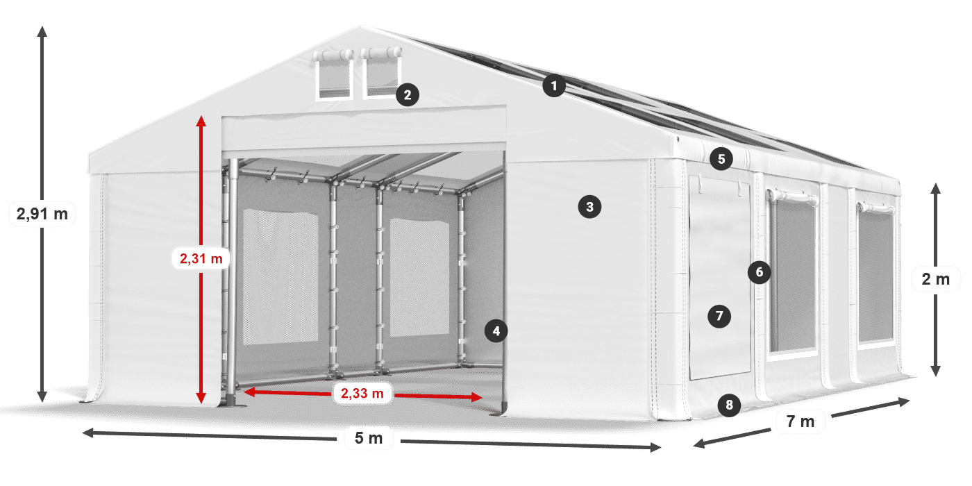 Krov: MS T 580 PVC Zidovi: SDM 500 PVC 2m legenda