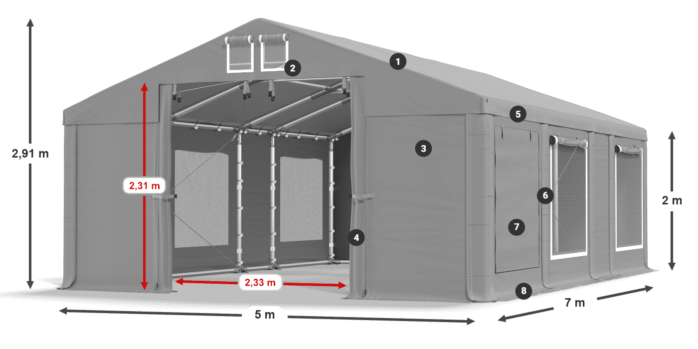 Krov: MS 580 PVC Zidovi: SD M 500 PVC Legenda od 2 m