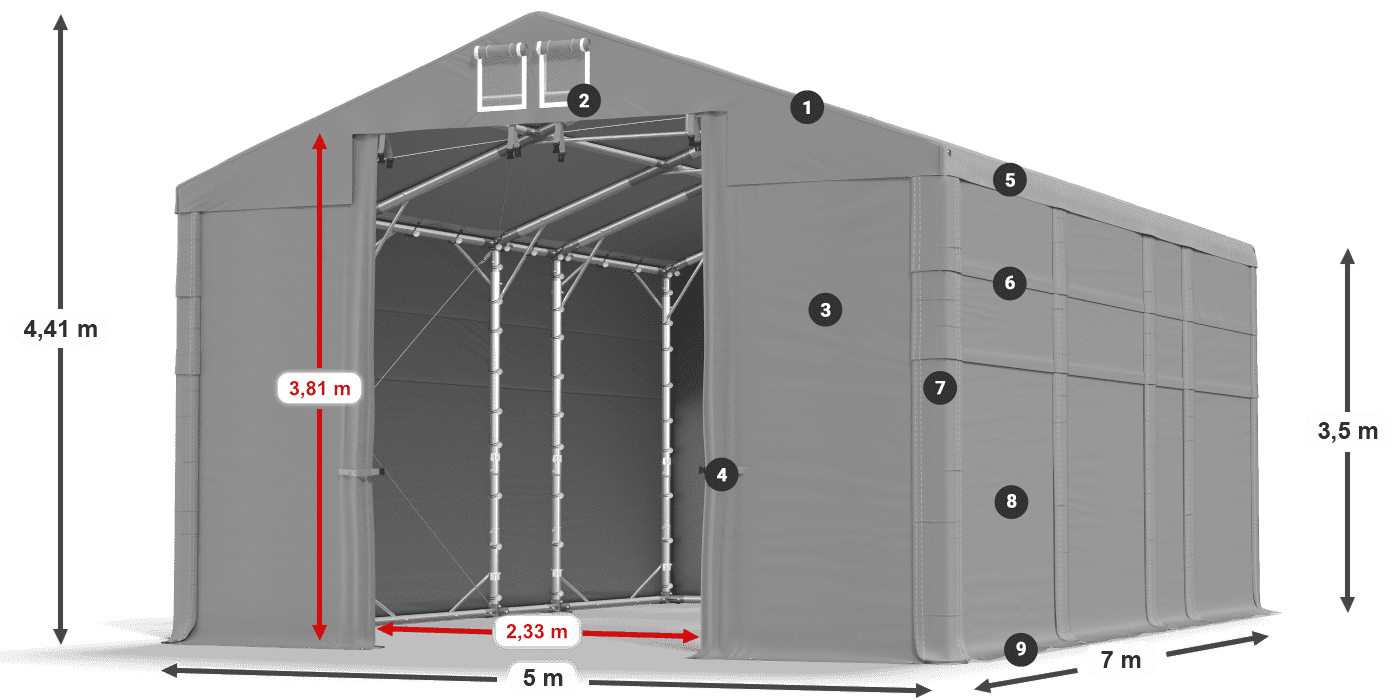 Krov: MS 580 PVC Zidovi: SD 500 PVC 3,5 m legenda