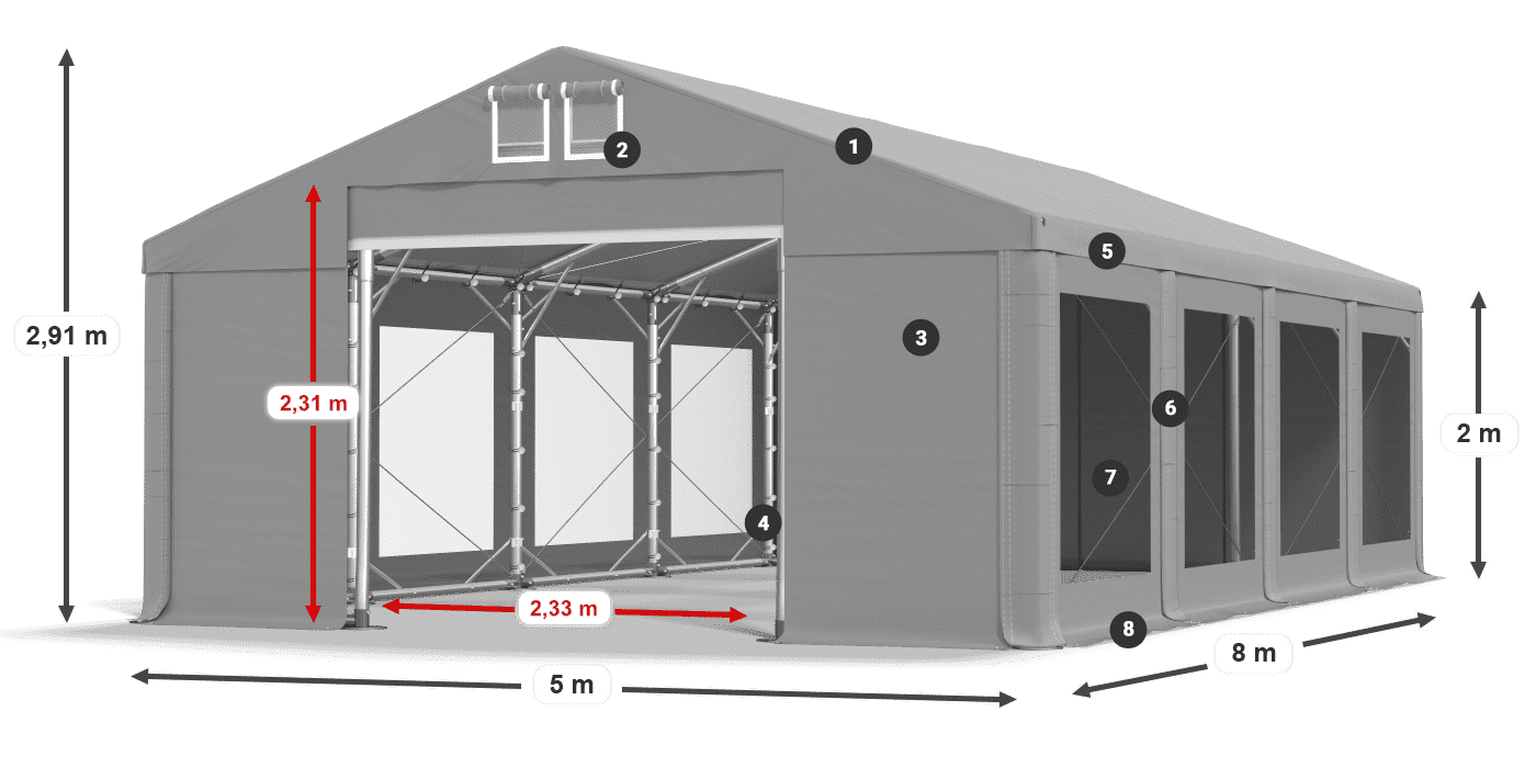 Krov: FR 620 PVC Zidovi: MS 580 PVC Legenda od 2 m
