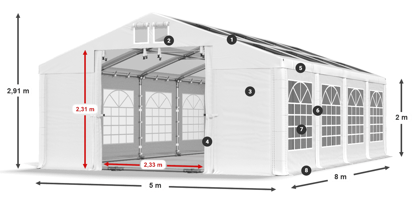 Krov: MS T 580 PVC Zidovi: FR 620 PVC Legenda od 2 m