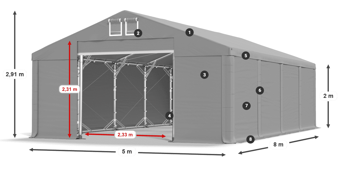 Krov: MS 580 PVC Zidovi: SD 500 PVC Legenda od 2 m