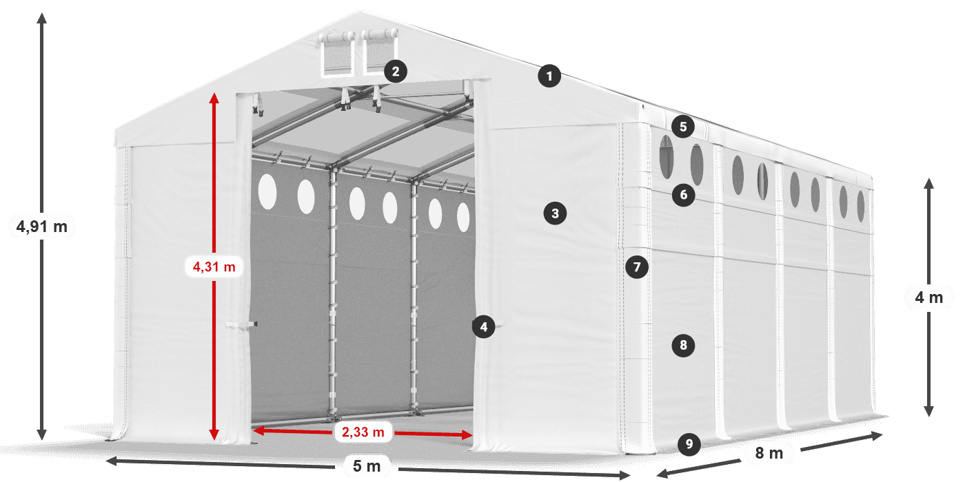 Krov: MS T 580 PVC Zidovi: FR O 620 PVC Legenda od 4 m